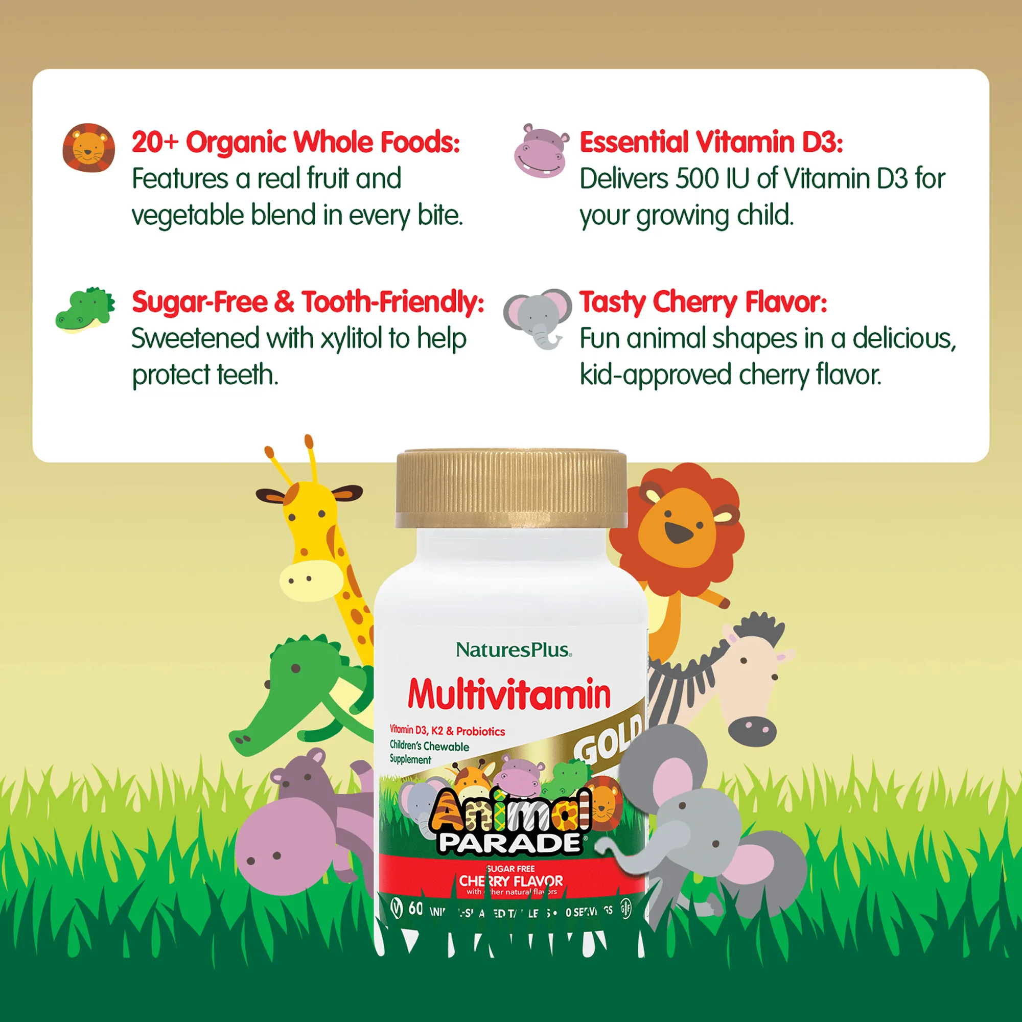 Animal Parade® GOLD Multivitamin Children’s Chewables - Cherry - Image 4