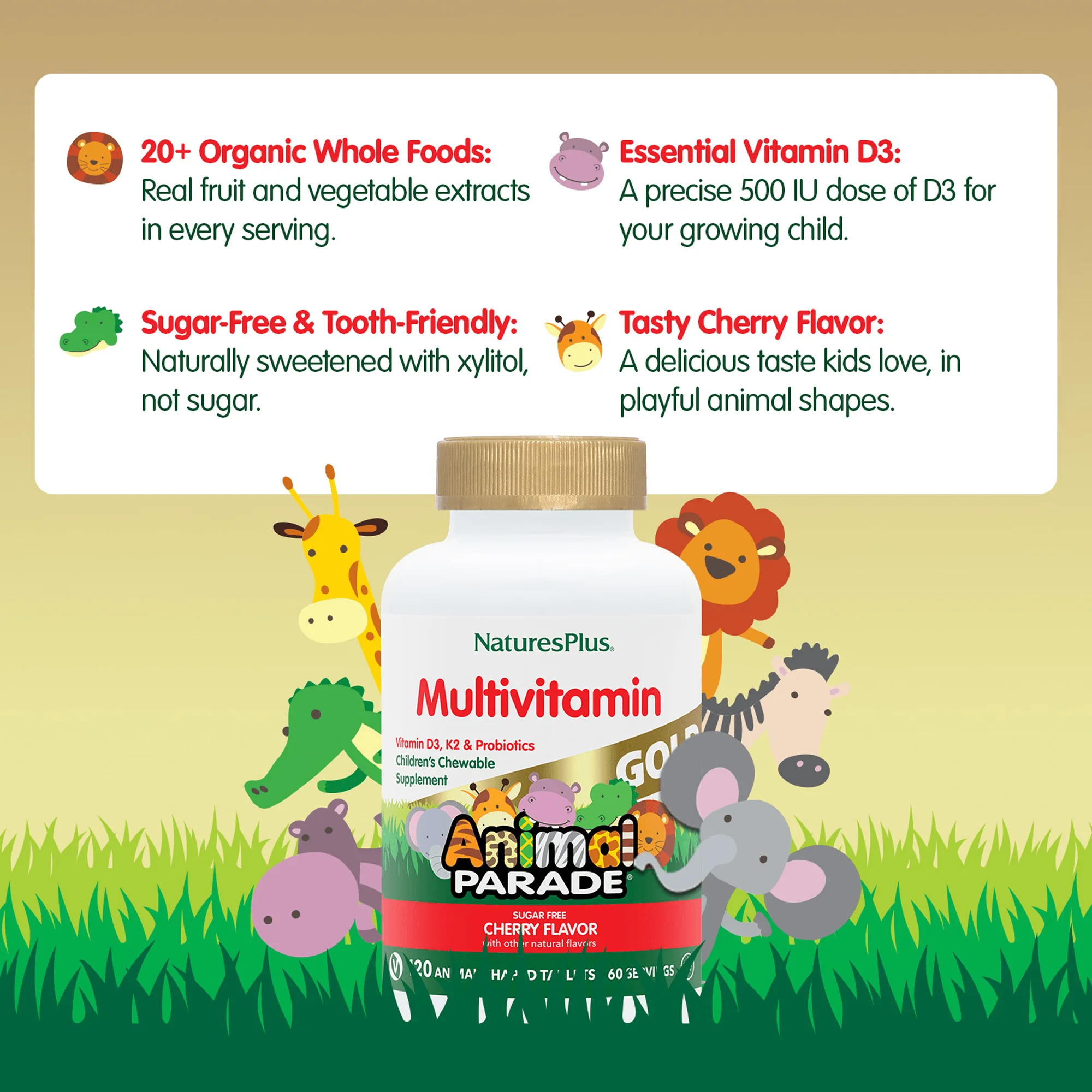 Animal Parade® GOLD Multivitamin Children’s Chewables - Cherry - Image 9