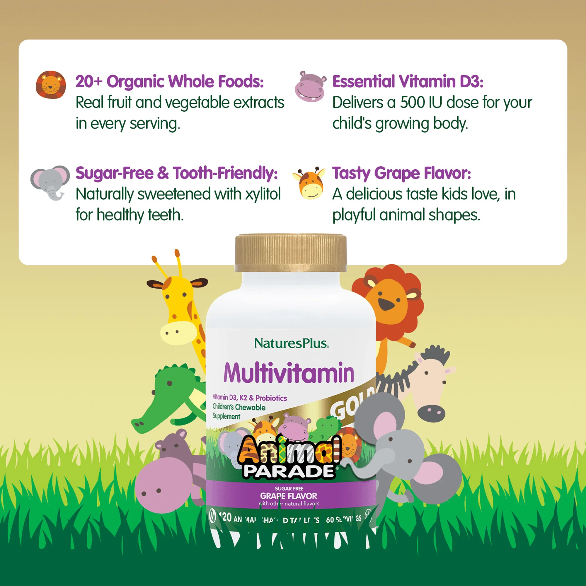 Animal Parade® GOLD Multivitamin Children’s Chewables - Grape - Image 4