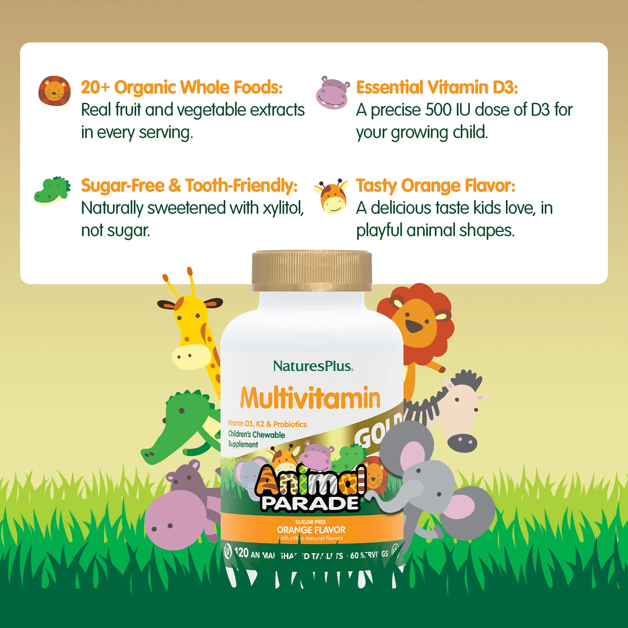 Animal Parade® GOLD Multivitamin Children’s Chewables - Orange - Image 4