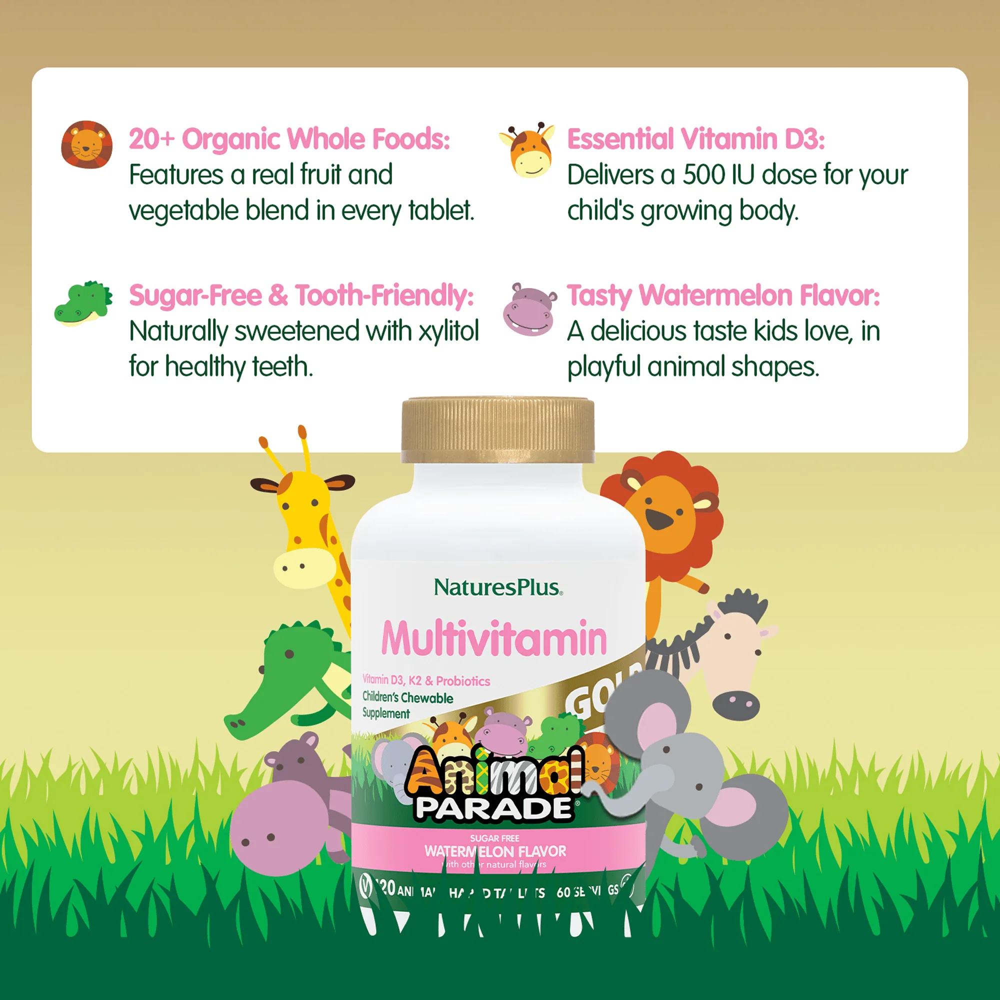 Animal Parade® GOLD Multivitamin Children’s Chewables - Watermelon - Image 4