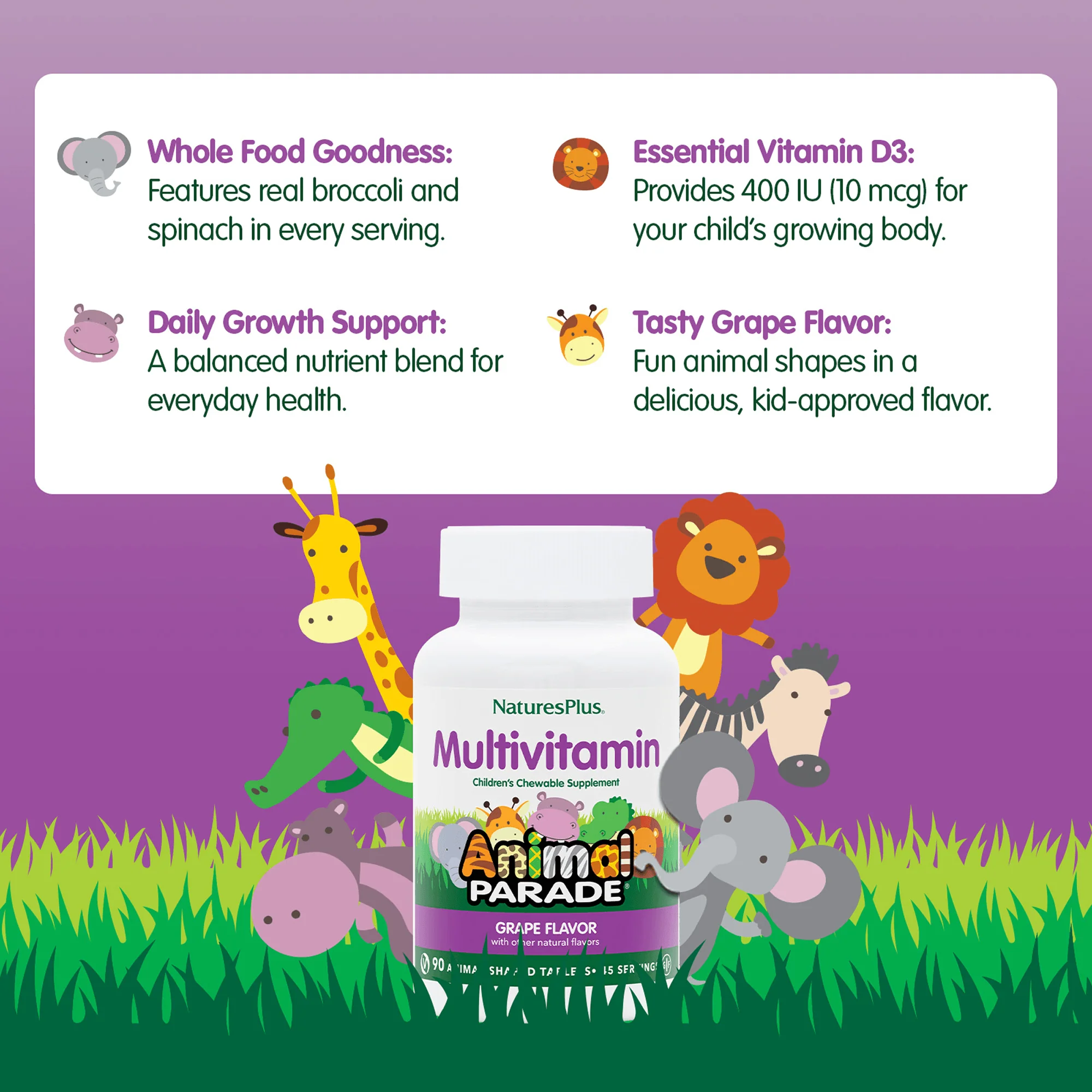 Animal Parade® Multivitamin Children’s Chewables - Grape - Image 4