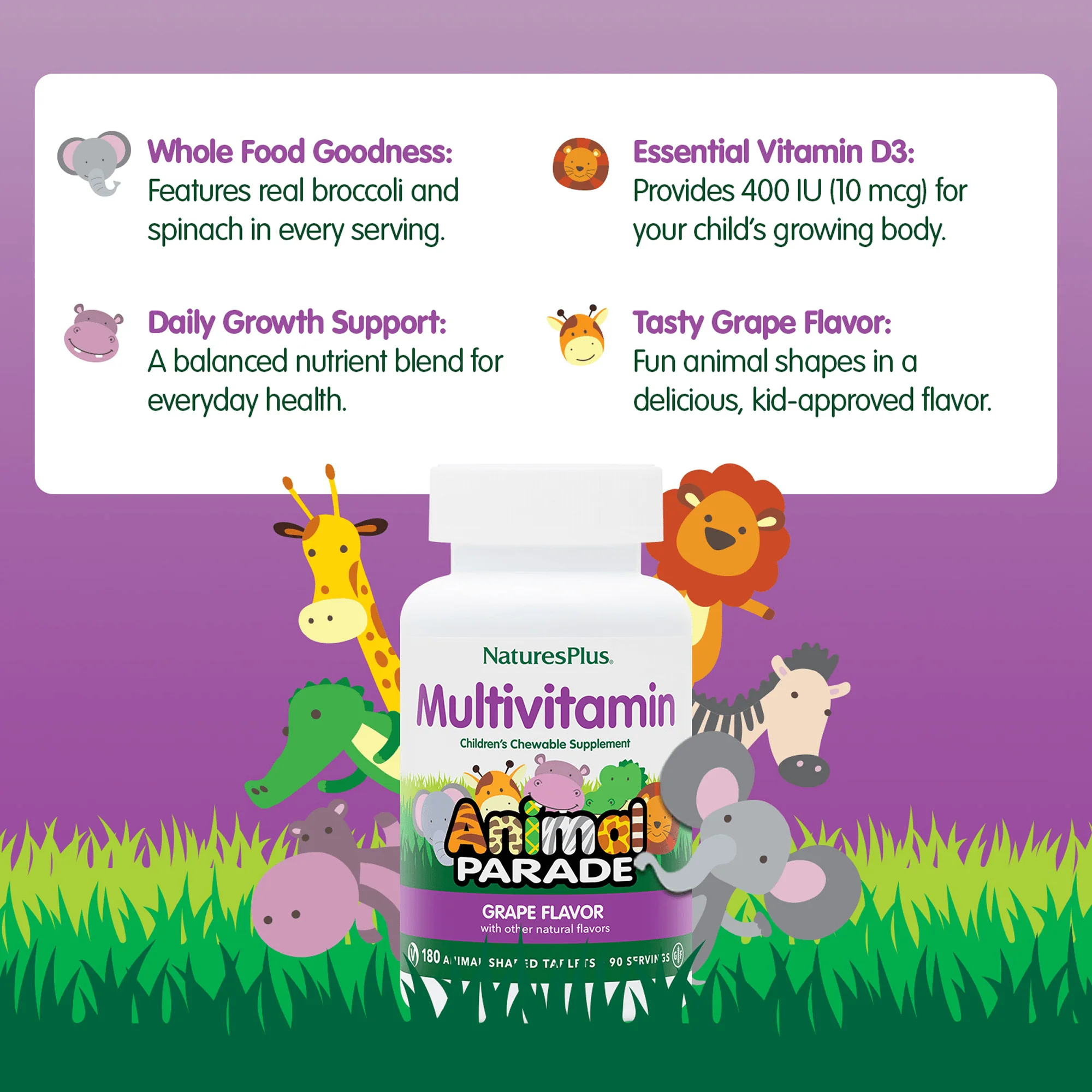 Animal Parade® Multivitamin Children’s Chewables - Grape - Image 9