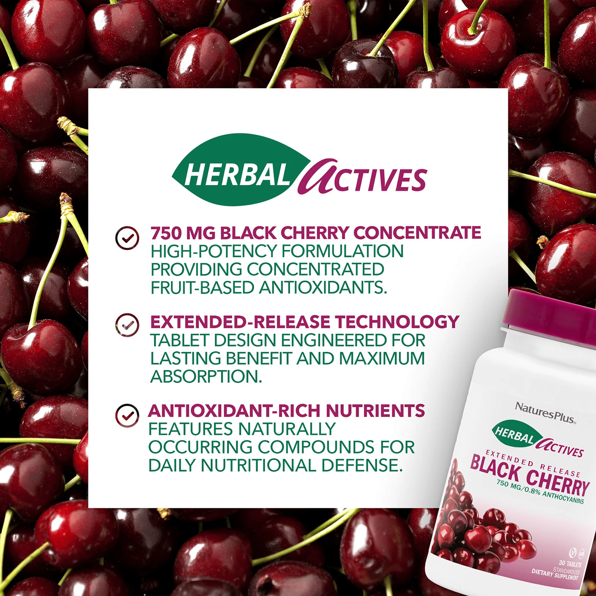 Herbal Actives Black Cherry Extended Release Tablets - Image 4
