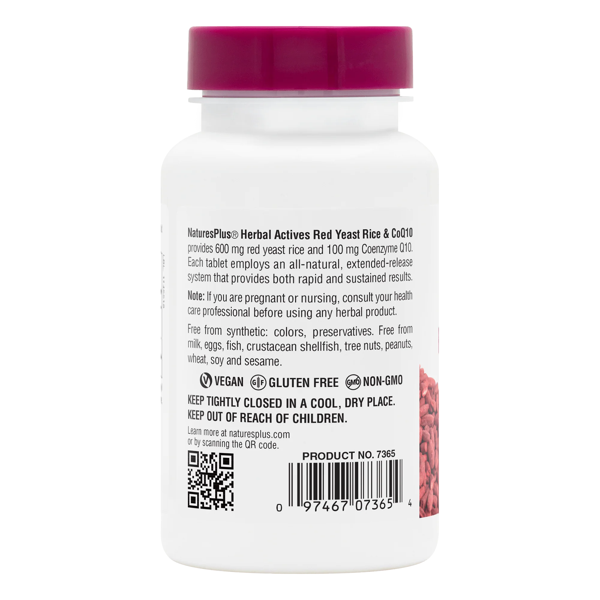 Herbal Actives Red Yeast Rice 600mg/CoQ10 100mg Extended Release Tablets - Image 3