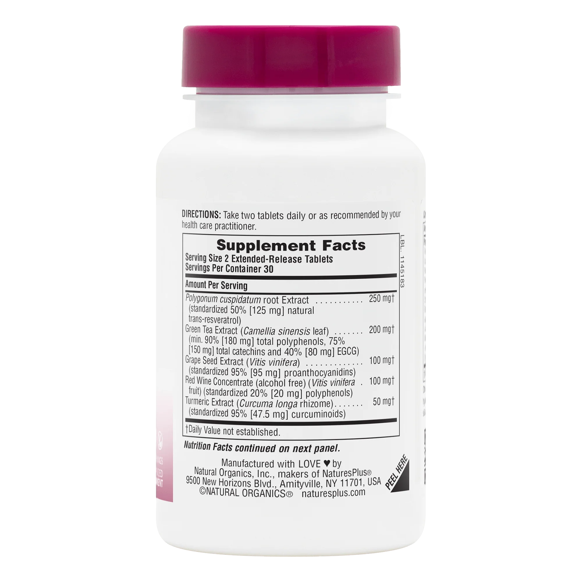 Herbal Actives Resveratrol Extended Release Tablets - Image 2