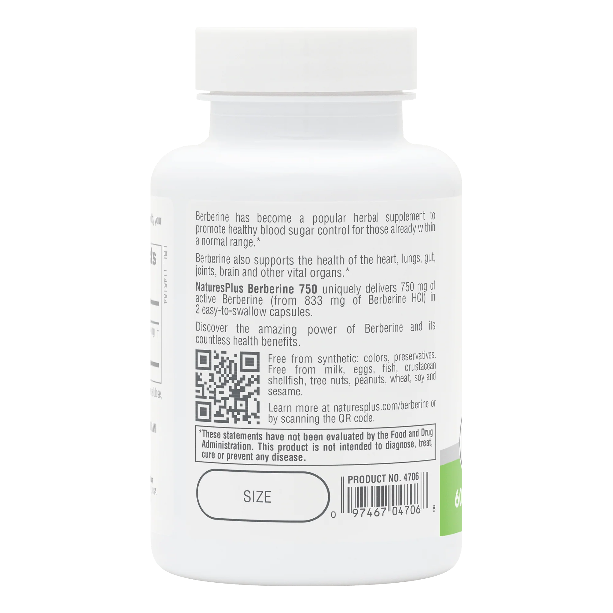 NaturesPlus PRO Berberine 750 MG Capsules - Image 3