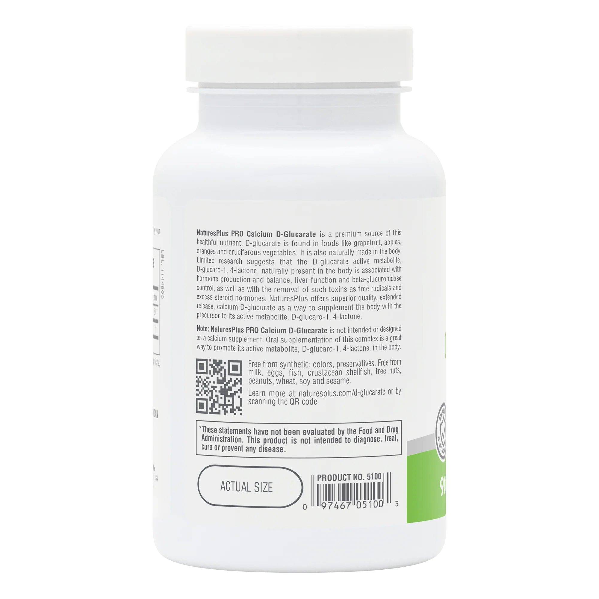 NaturesPlus PRO Calcium D-Glucarate (CDG) 600 MG Capsules - Image 3