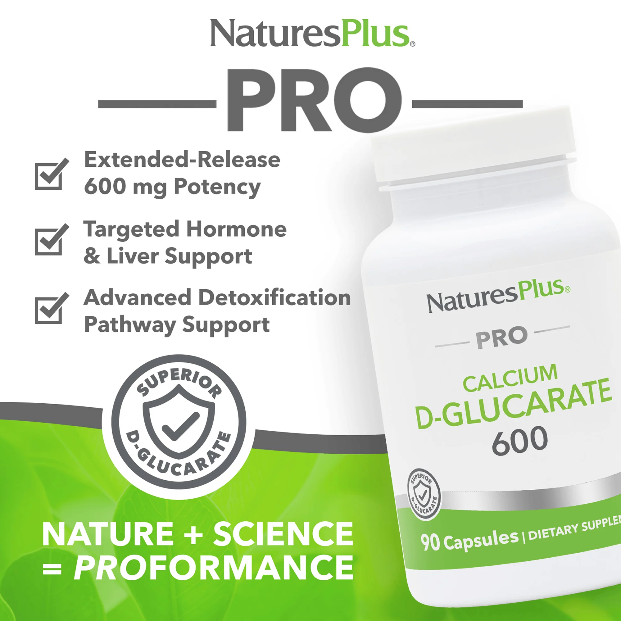 NaturesPlus PRO Calcium D-Glucarate (CDG) 600 MG Capsules - Image 4