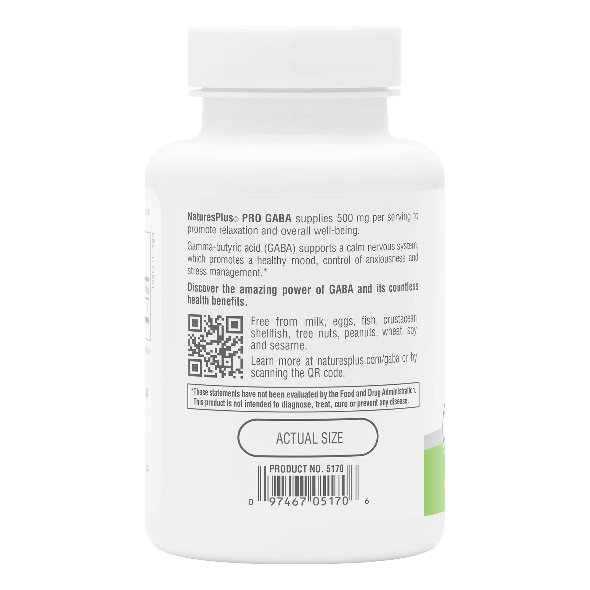 NaturesPlus PRO GABA 500 mg Capsule - Image 3