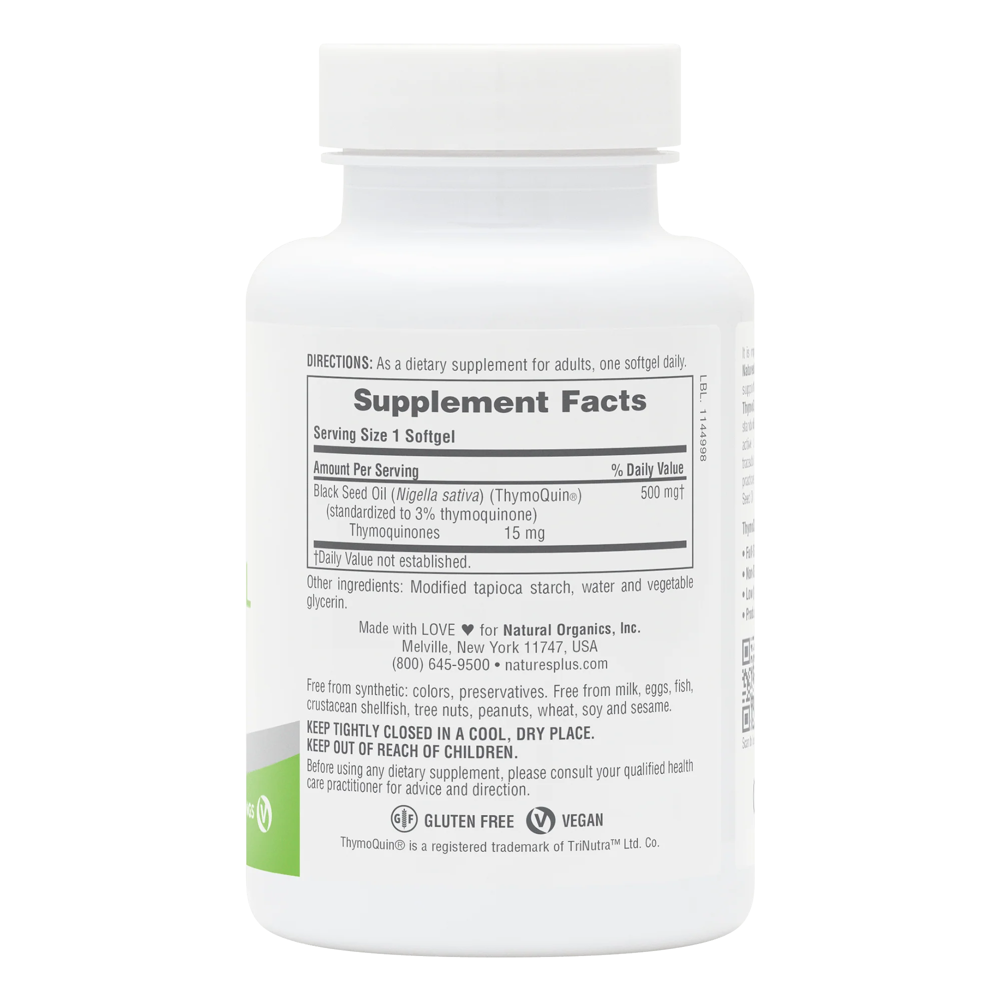 NaturesPlus PRO ThymoQuin® Black Seed Oil 500 MG Softgels - Image 2