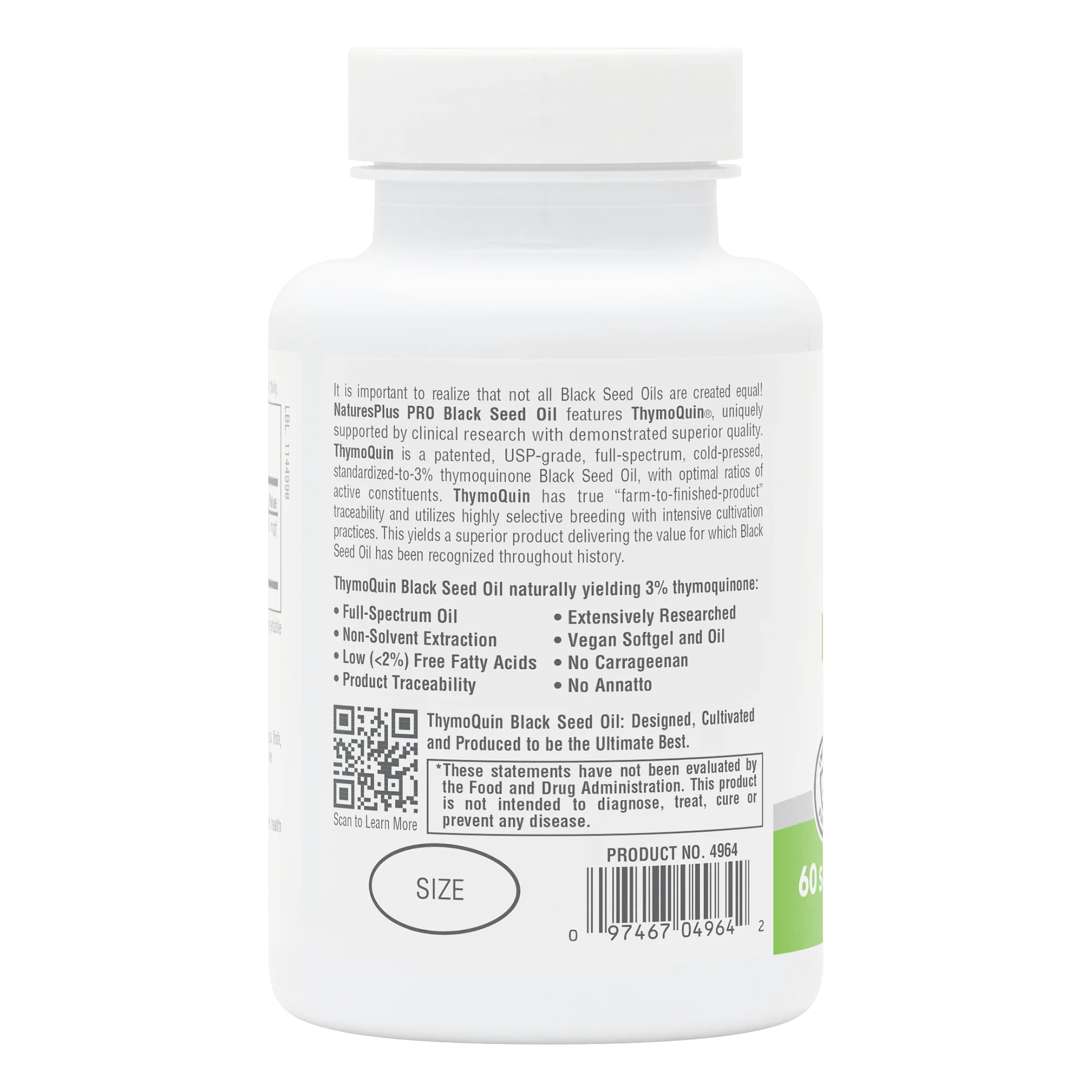 NaturesPlus PRO ThymoQuin® Black Seed Oil 500 MG Softgels - Image 3