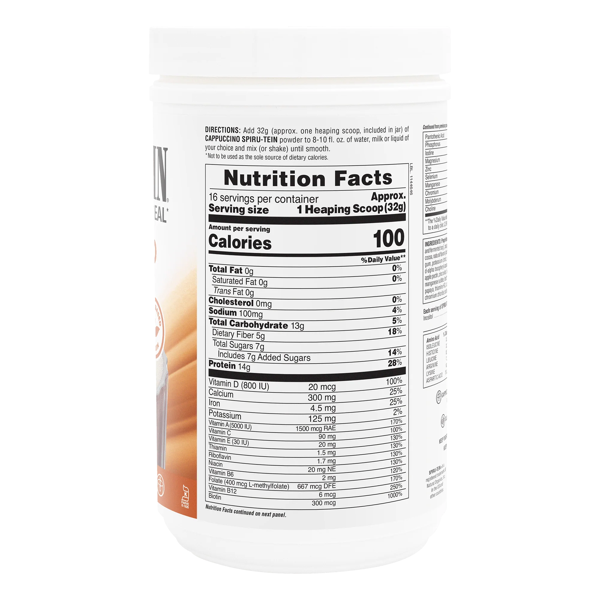 SPIRU-TEIN® Protein Powder Meal** - Cappuccino - Image 2