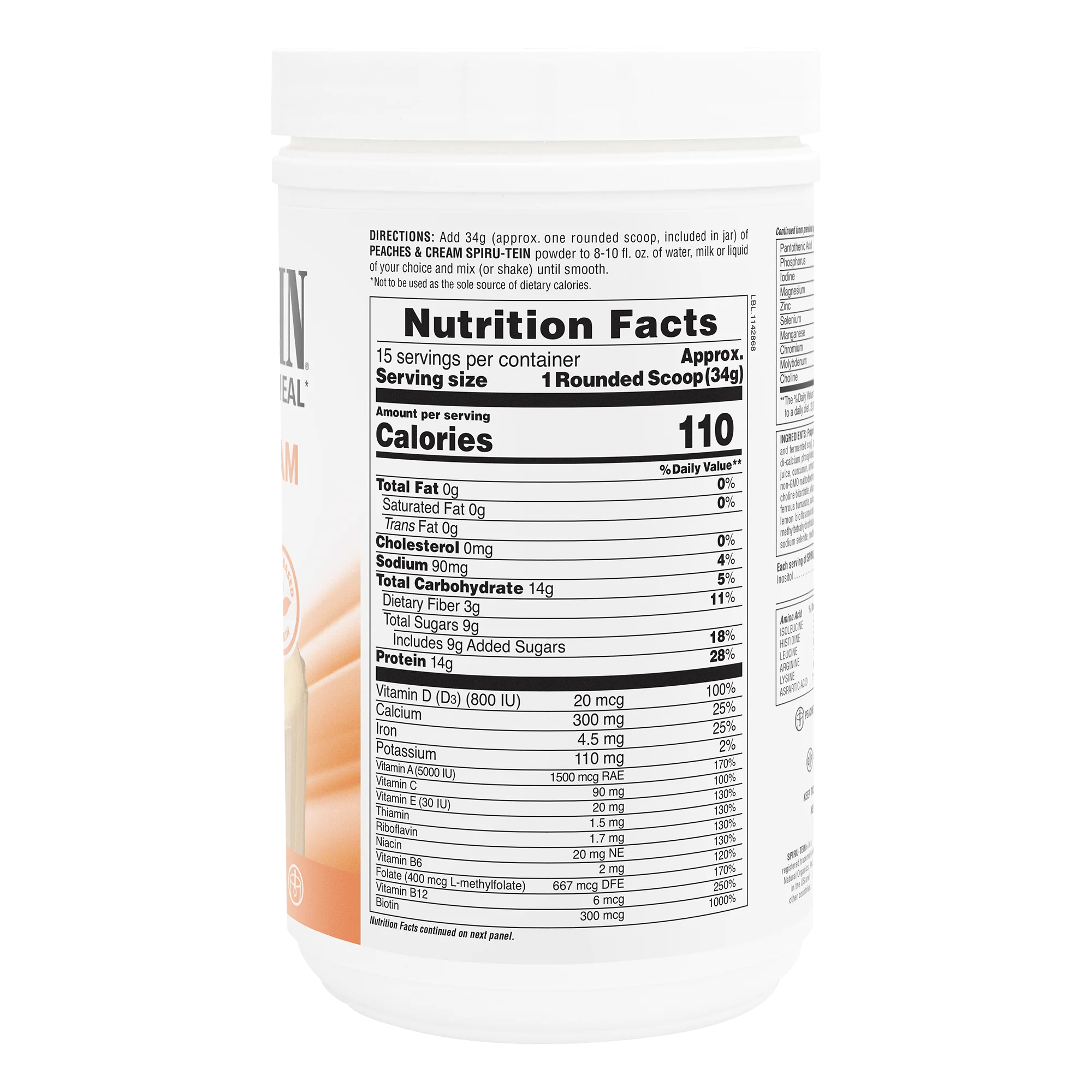 SPIRU-TEIN® Protein Powder Meal** - Peaches & Cream - Image 2