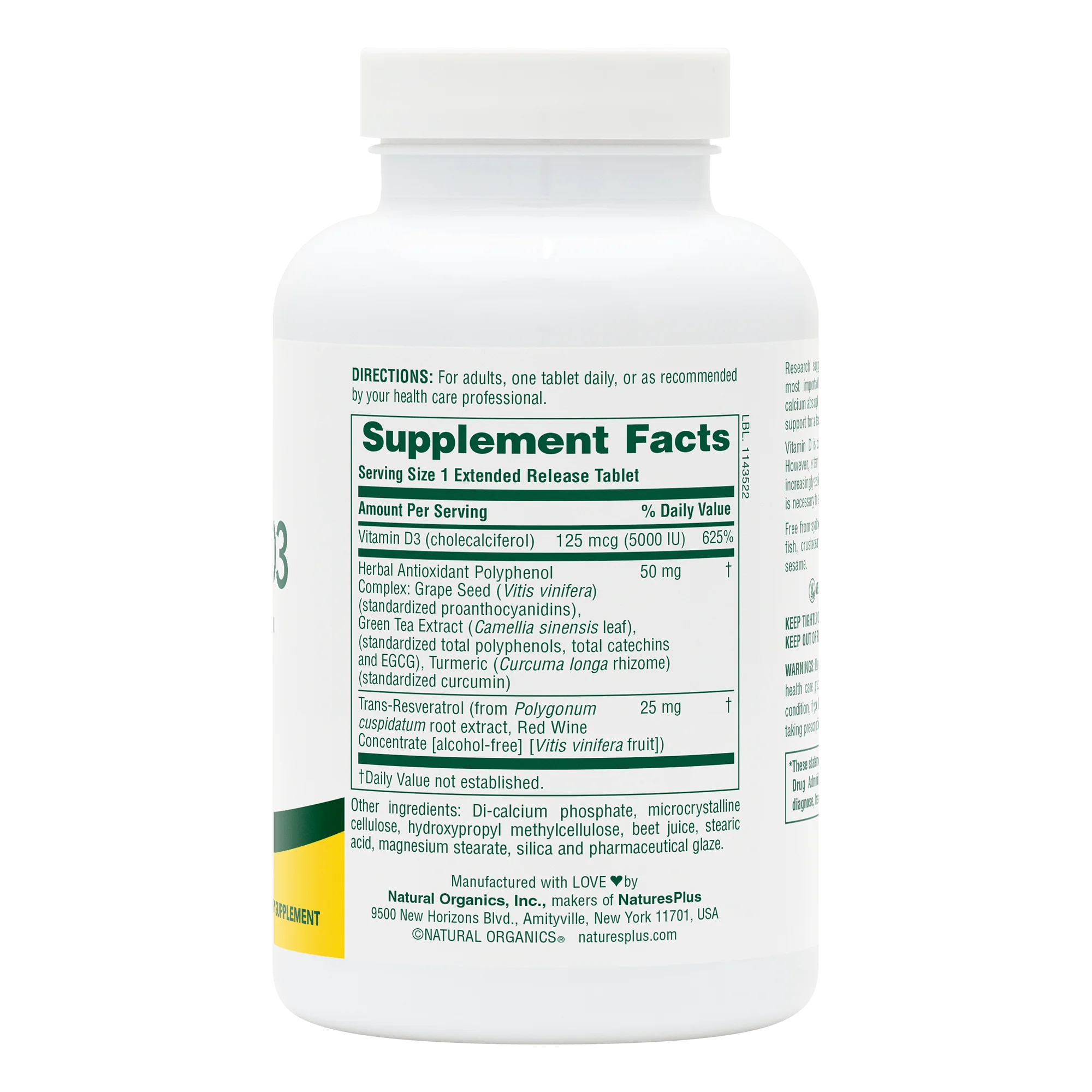 Vitamin D3 5000 IU with 25 mg Resveratrol Extended Release Tablets - Image 2